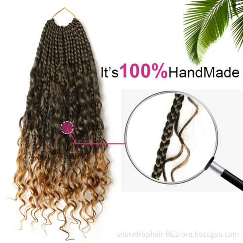 Julianna Synthetic 14 18 22 24 Inch Pre Looped  River Crochet Hair With Curly Ends Goddess Knotless Bohemian Boho Box Braids